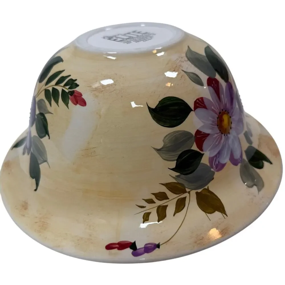 Gibson Elite Hand Painted Floral Pitcher & Wash Basin Bowl Set Cottage Garden